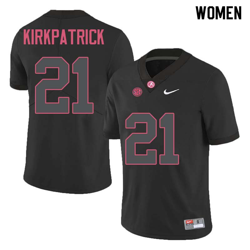 Alabama Crimson Tide Women's Dre Kirkpatrick #21 Black NCAA Nike Authentic Stitched College Football Jersey ZS16L53CM